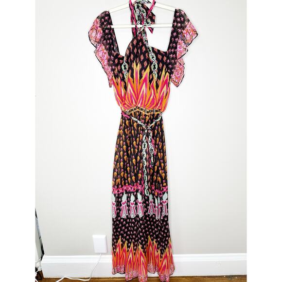 Temperley London Womens Millais Twist Maxi Dress Halter Off Shoulder Printed 10 - Picture 2 of 8